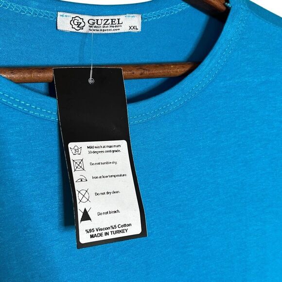 Guzel NWT Long Sleeve Stretch Casual Pullover Mini Tunic Dress Blue Size XXL - Picture 6 of 8